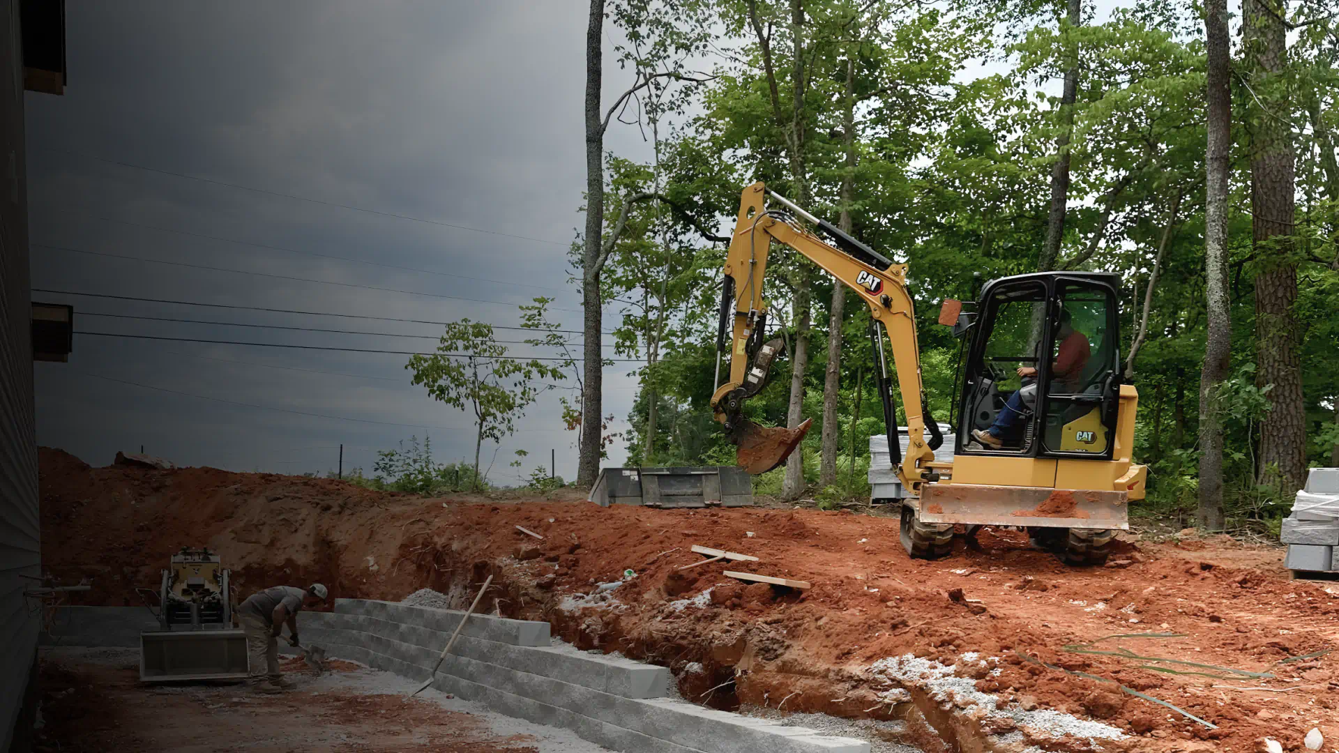 retaining wall and driveway construction